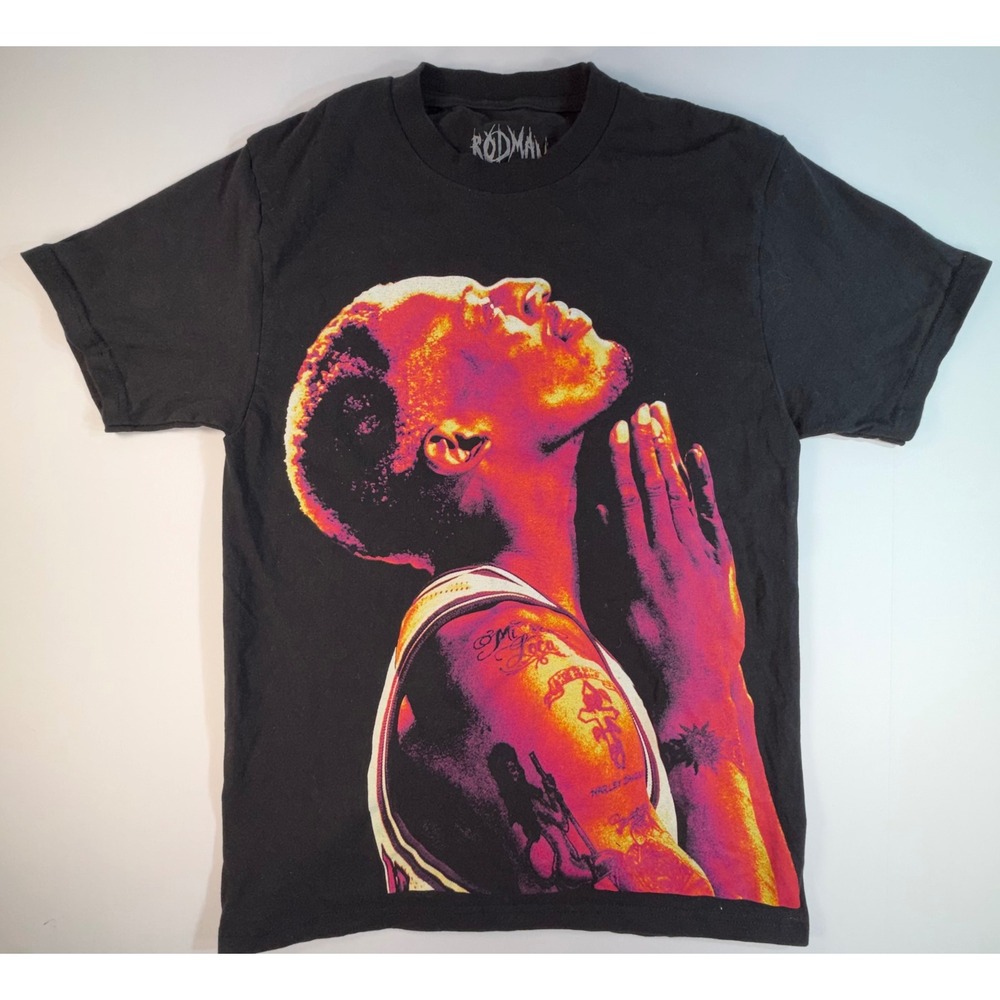 Rodman Apparel Dennis Rodman Praying Graphic T-Shirt Black Small Basketball Tee